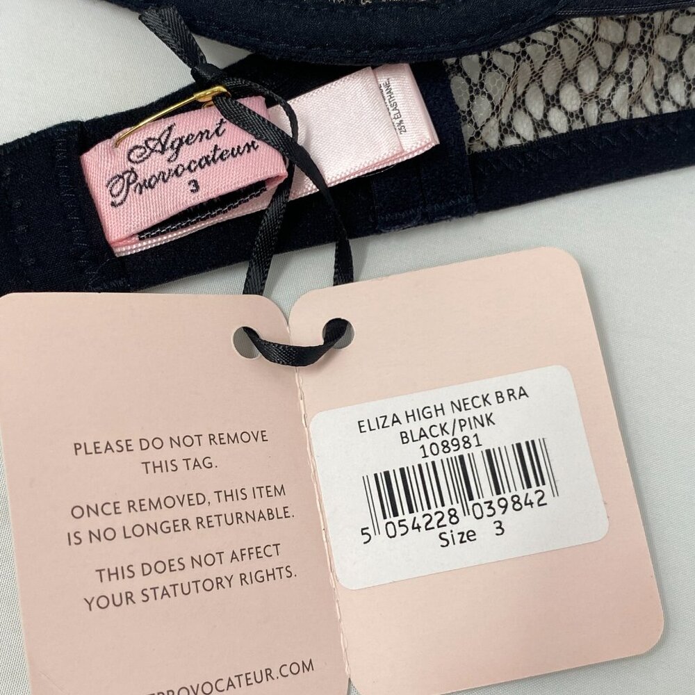 Agent Provocateur Eliza Black Pink Bra AP3 Medium NWT - Picture 10 of 10
